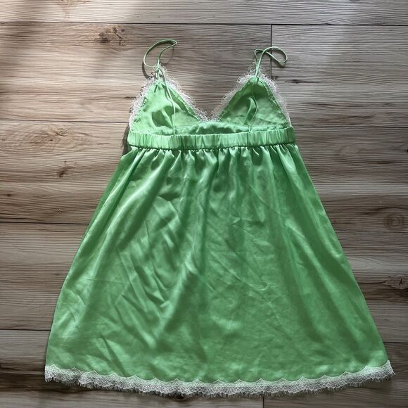 Vintage y2k Japanese Size S Green Slip Dress Negligee Green Tinkerbell Babydoll - Picture 5 of 10
